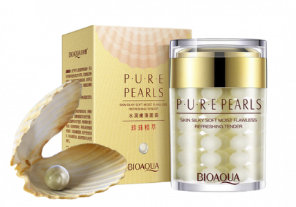 BioAqua Pure Pearls - увлажняющий крем для лица с натуральной жемчужной пудрой